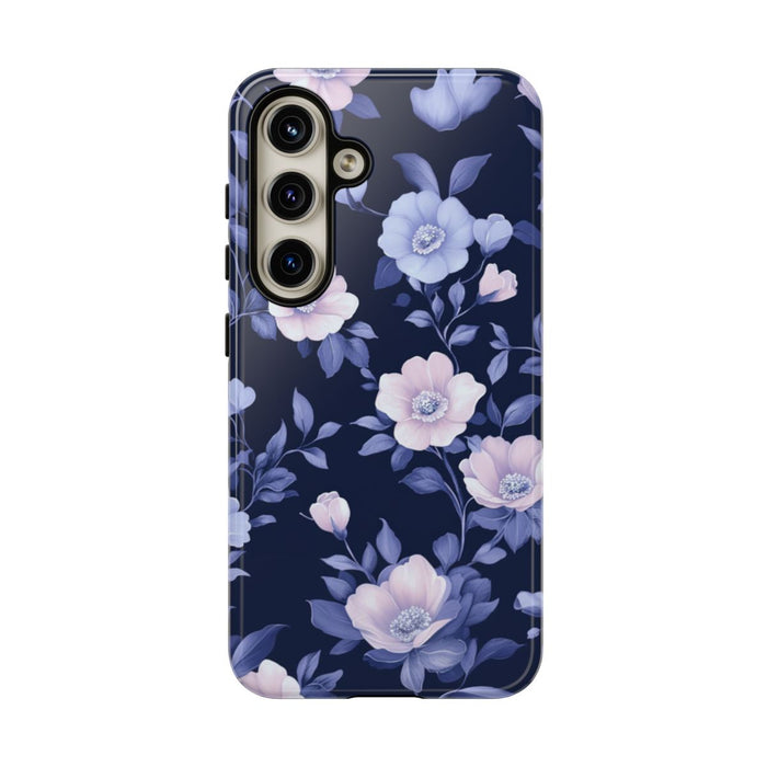 Elegant Blauw-Roze Bloemenpatroon