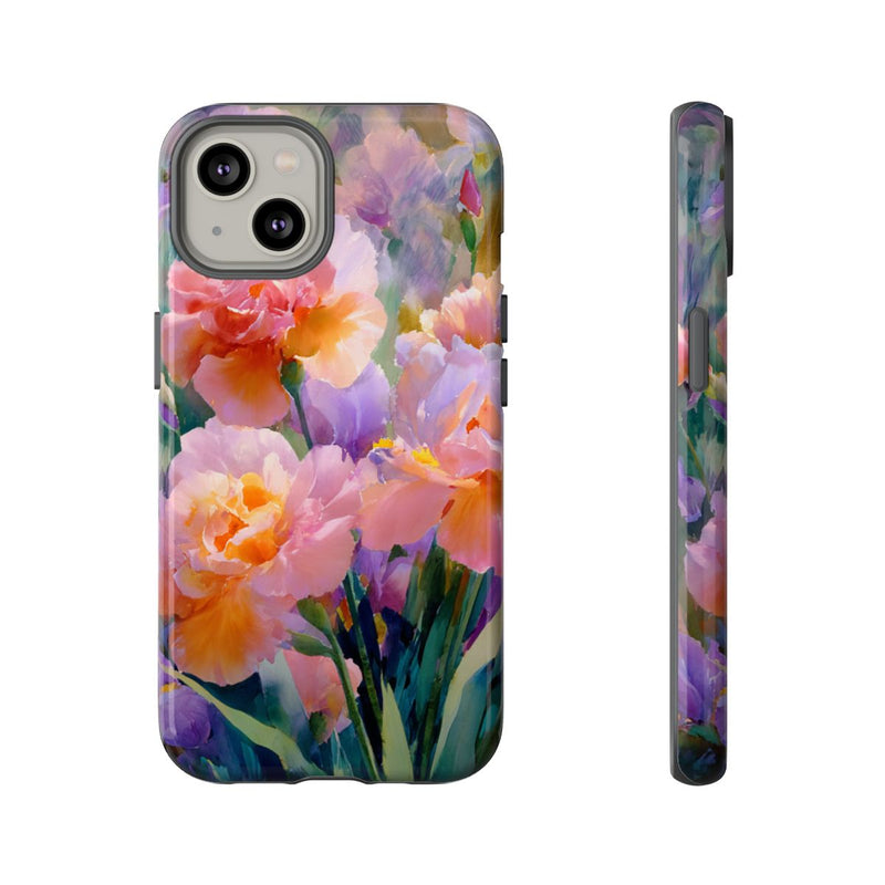 Roze en Paarse Bloemen in Waterverf