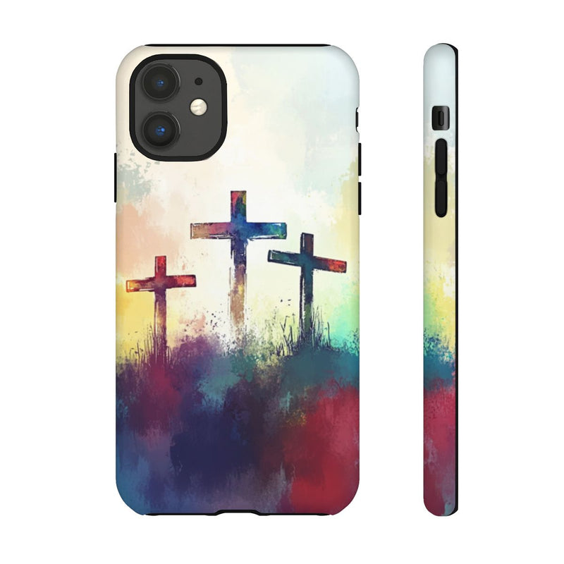 Drie Kruisen in Abstracte Waterverf