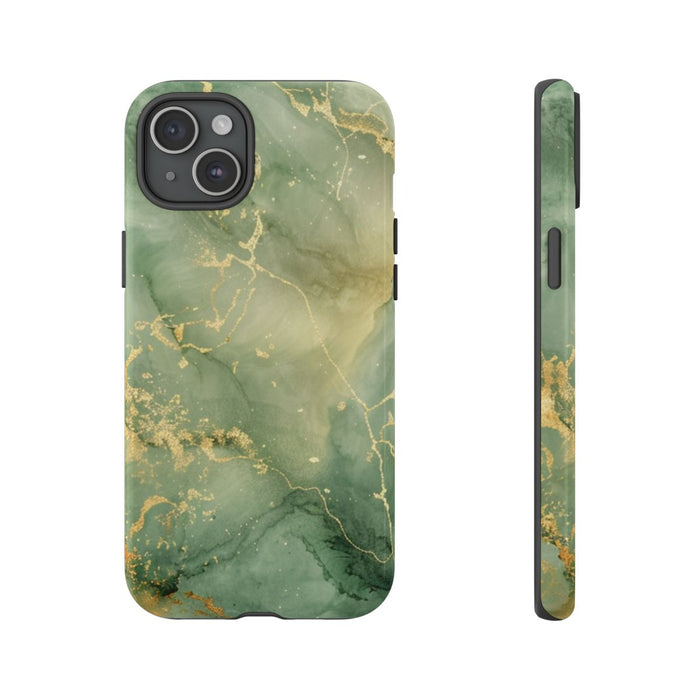Groene en Gouden Marmer Abstract