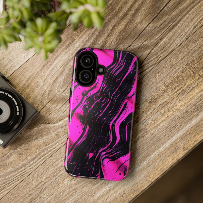 Neonroze en Zwart Abstract Patroon