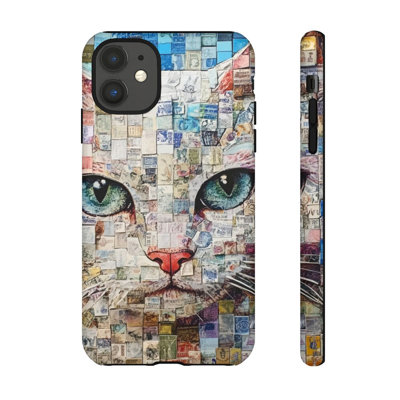 Kattengezicht Collage met Blauwe Achtergrond