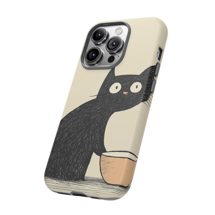 Zwarte Kat met Kom Illustratie