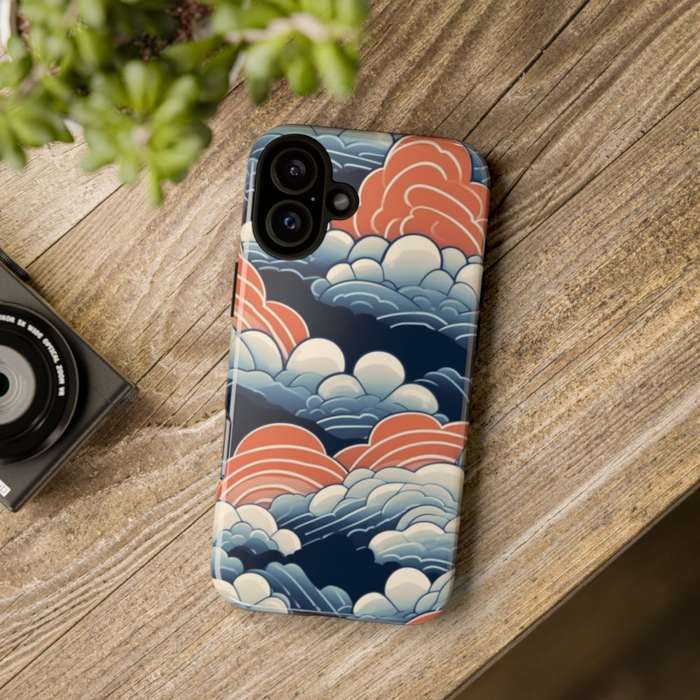 Gestileerd Wolkenpatroon in Blauw en Oranje