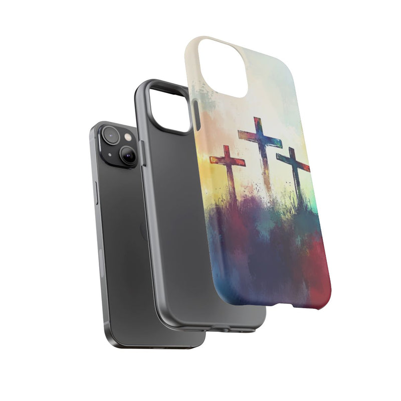 Drie Kruisen in Abstracte Waterverf