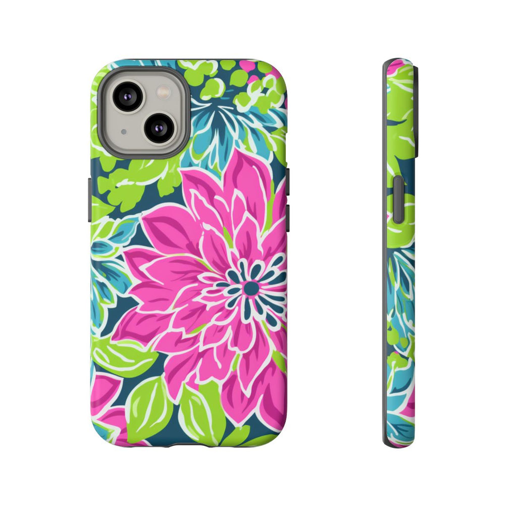 Vrolijk Bloemenpatroon met Roze en Blauwe Bloemen