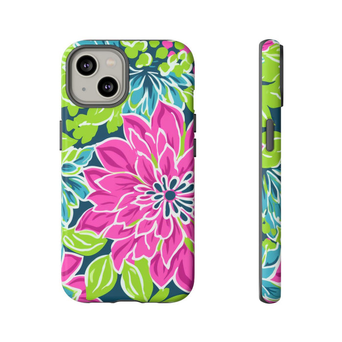 Vrolijk Bloemenpatroon met Roze en Blauwe Bloemen