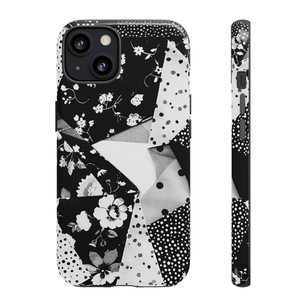 Monochrome Bloemen- en Polkadot Patchwork