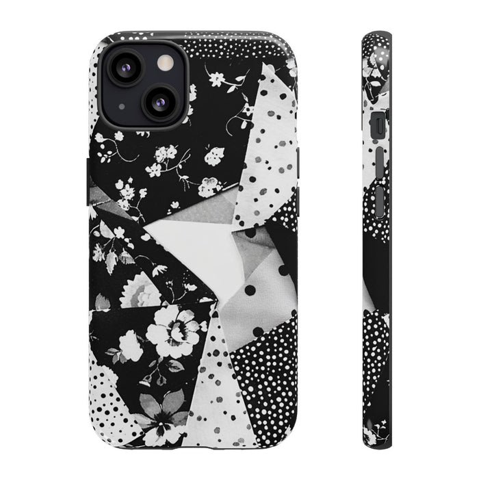 Monochrome Bloemen- en Polkadot Patchwork