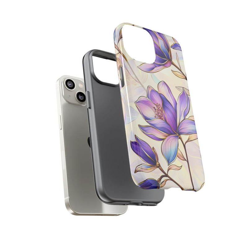 Paarse Magnolia's met Bloemenpatroon