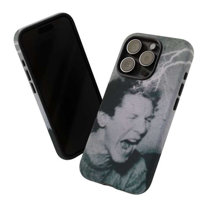 Zwart-Wit Portret met Bliksemeffect en Vintage Look