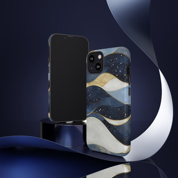 Abstract Blauw-Goud Golvenpatroon