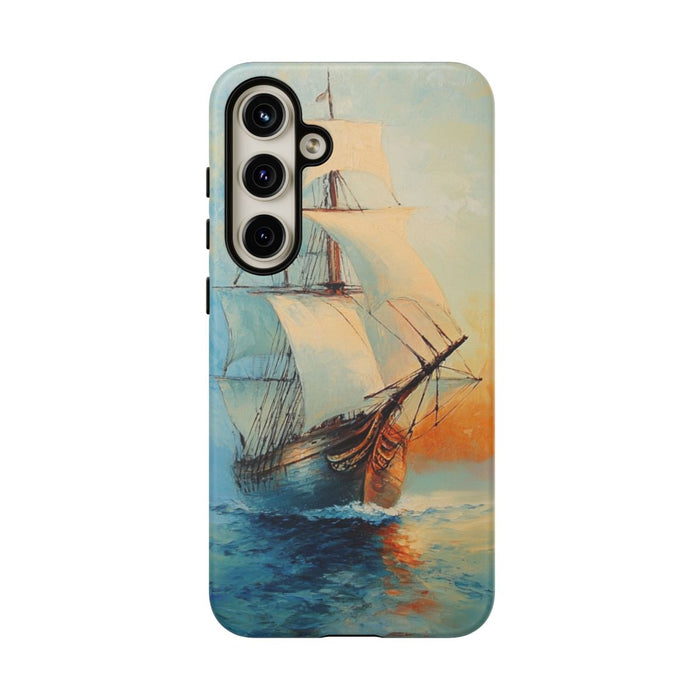 Schilderachtig Zeilschip bij Zonsopkomst
