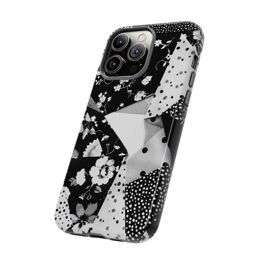 Monochrome Bloemen- en Polkadot Patchwork