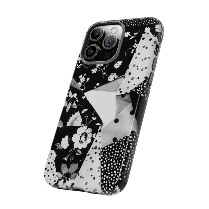 Monochrome Bloemen- en Polkadot Patchwork