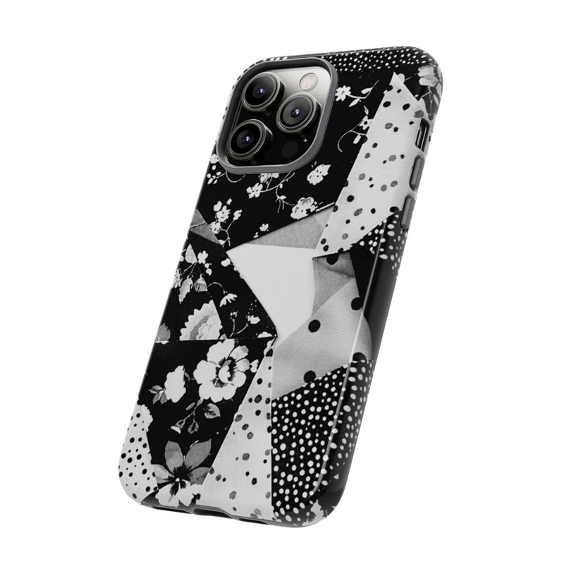 Monochrome Bloemen- en Polkadot Patchwork