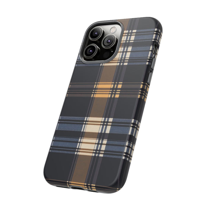 Caramel en Donkerblauw Geruit Patroon