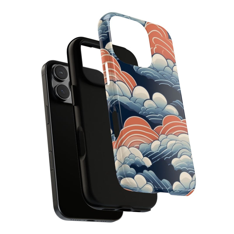 Gestileerd Wolkenpatroon in Blauw en Oranje