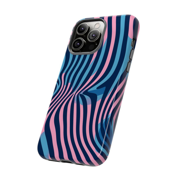 Golvend Blauw-Roze Optische Illusiepatroon