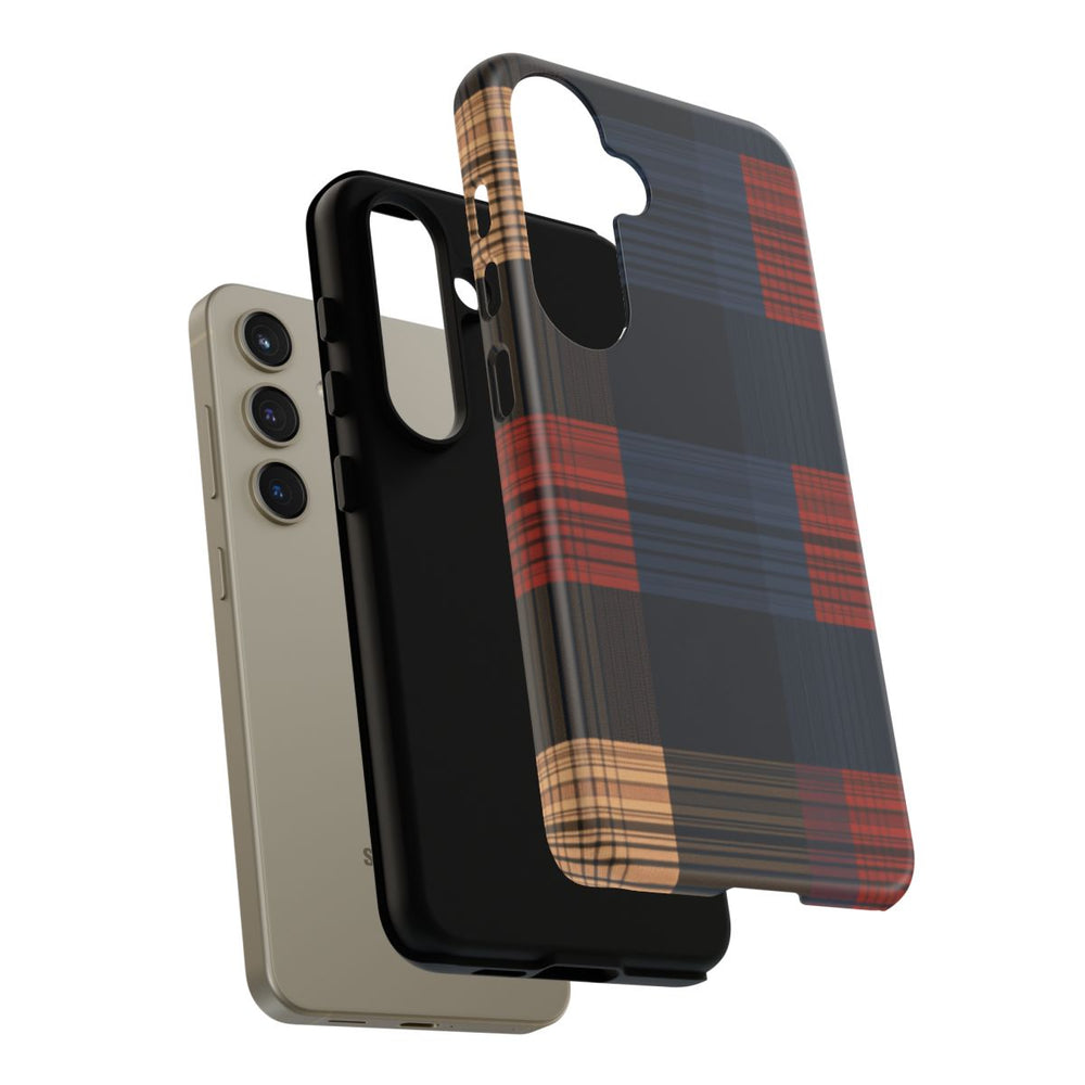 Caramel en Donkerblauw Geruit Patroon