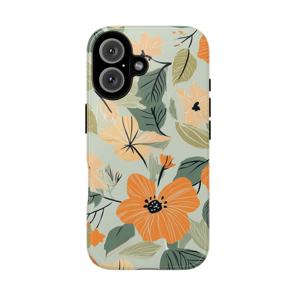 Oranje en Perzik Bloemenpatroon
