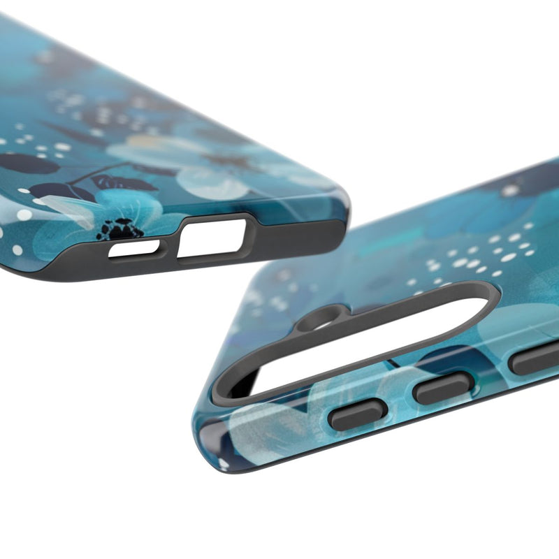 Turquoise Bloemenpatroon met Stippen