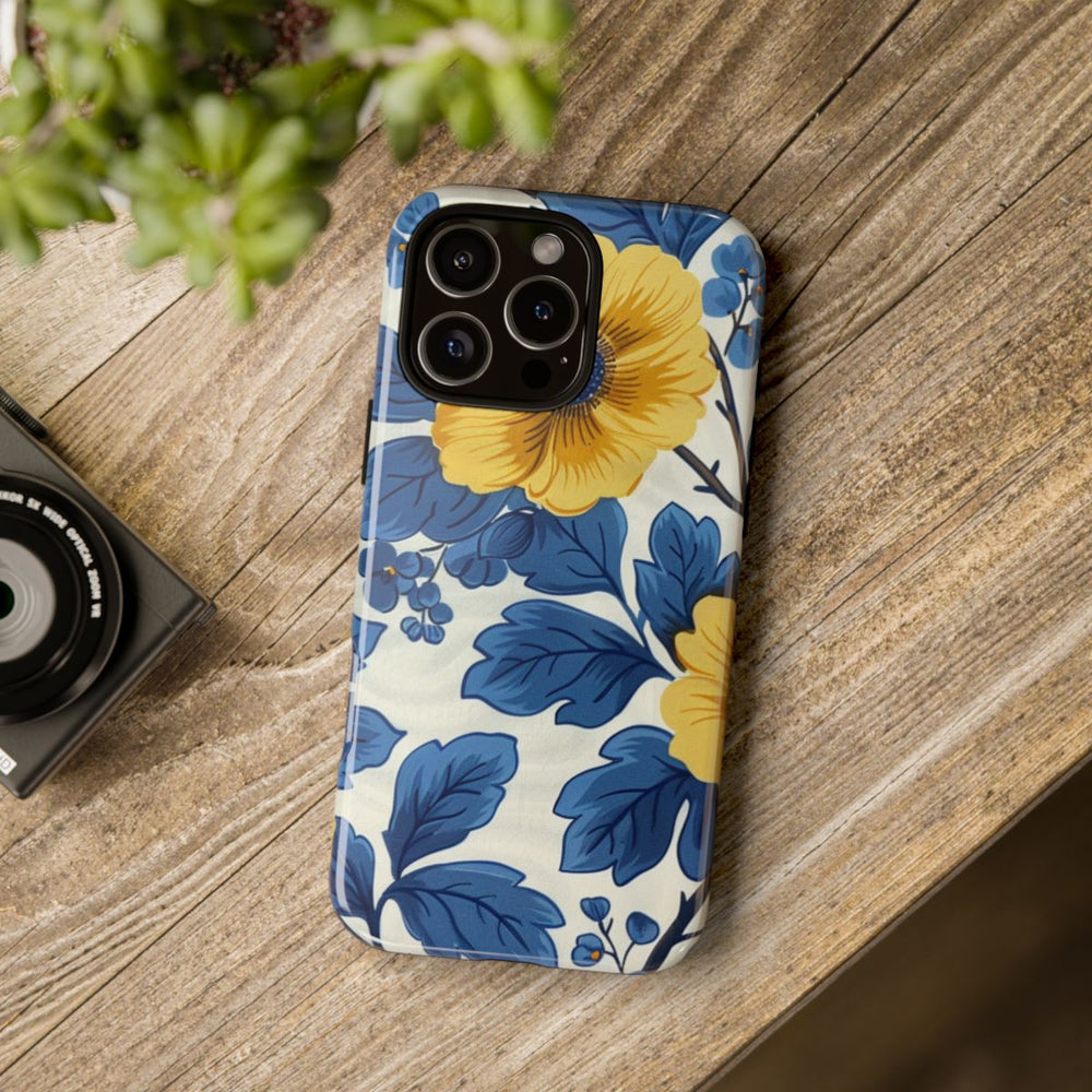 Blauw-Geel Bloemenpatroon
