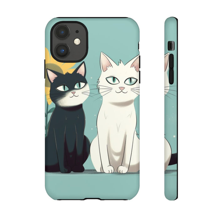 Twee Cartoonkatten met Zonnebloem