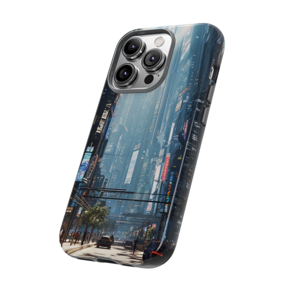 Futuristisch Stadsgezicht met Wolkenkrabbers en Verkeer