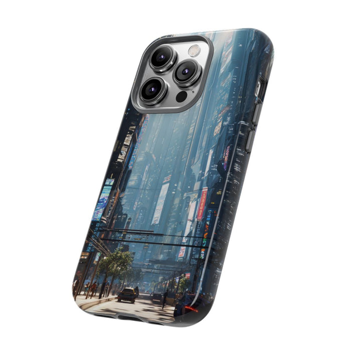 Futuristisch Stadsgezicht met Wolkenkrabbers en Verkeer