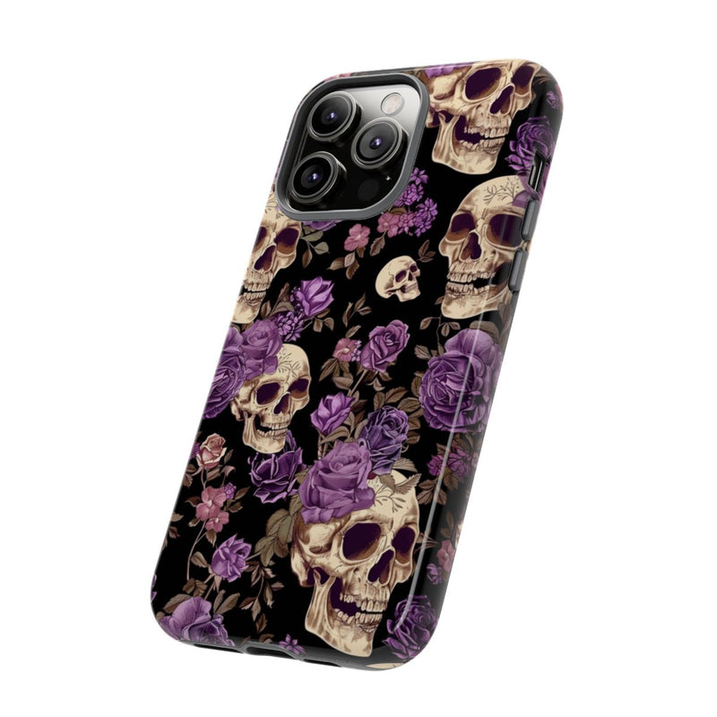Paarse Rozen en Schedels Patroon