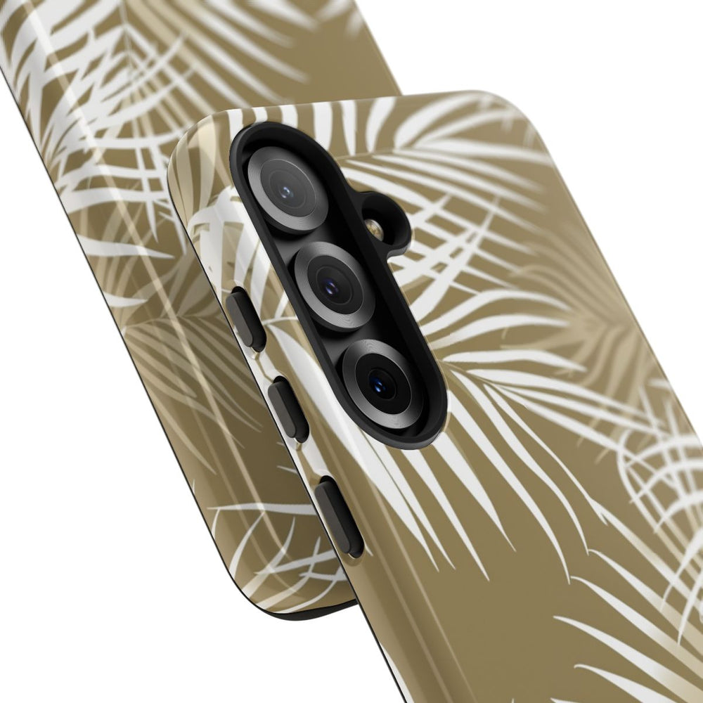 Witte Palmbladeren op Khaki Achtergrond