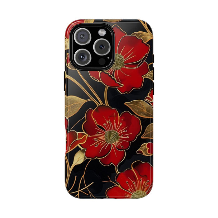 Rood-Gouden Bloemenpatroon