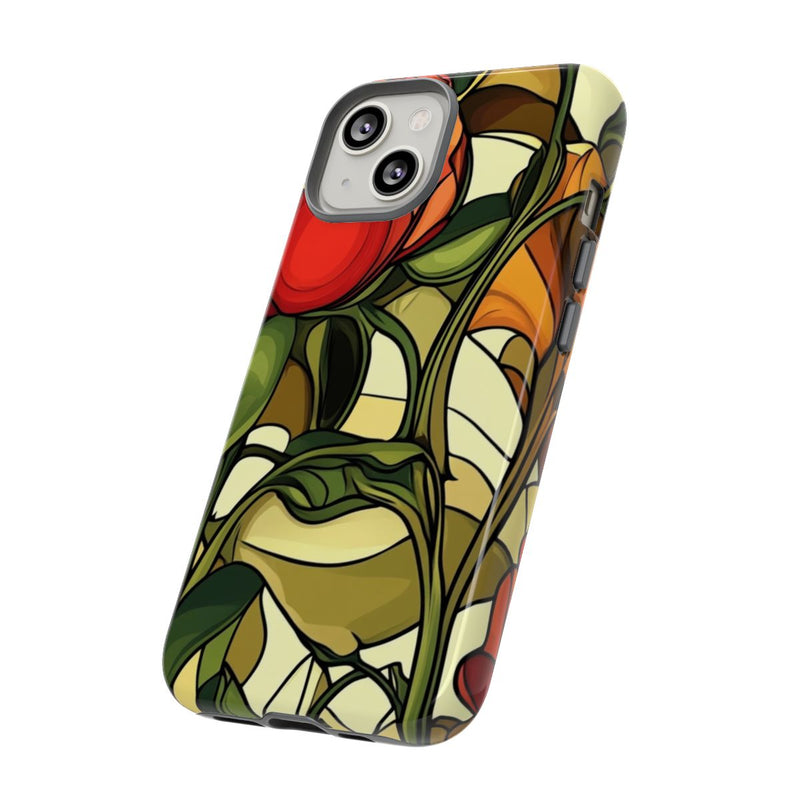 Rood-Oranje Art Nouveau Bloemmotief