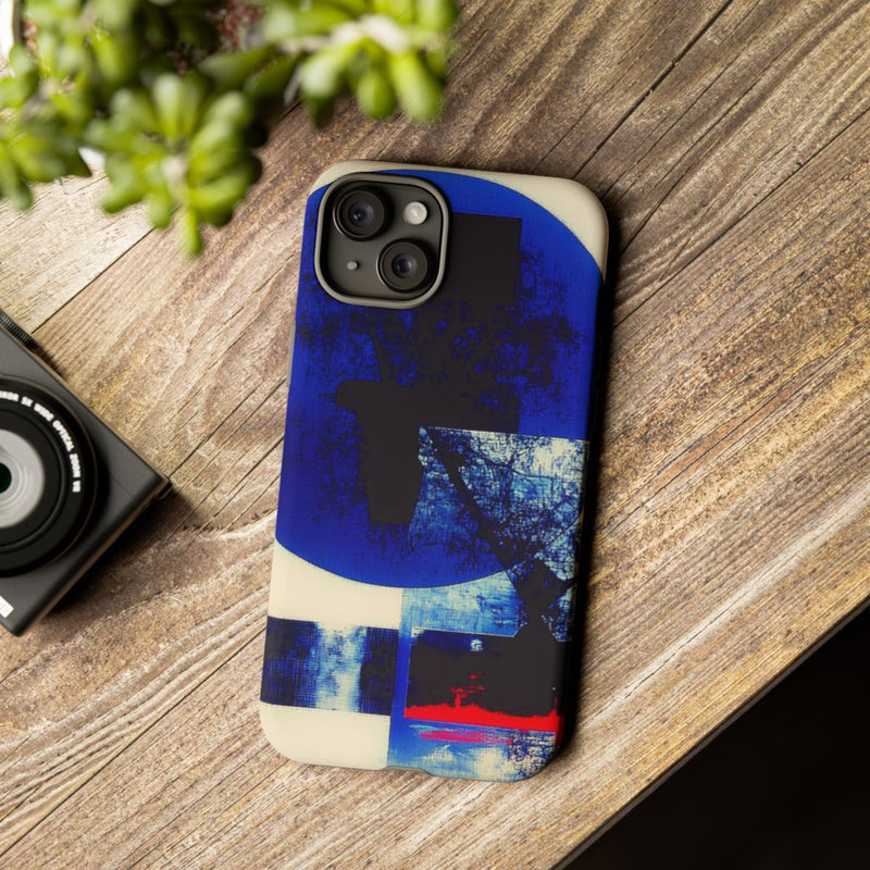 Abstracte Blauwe en Zwarte Geometrische Kunst