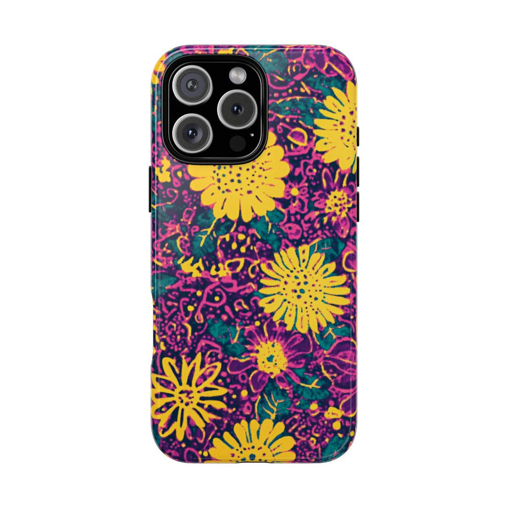 Gele en Paarse Bloemenprint