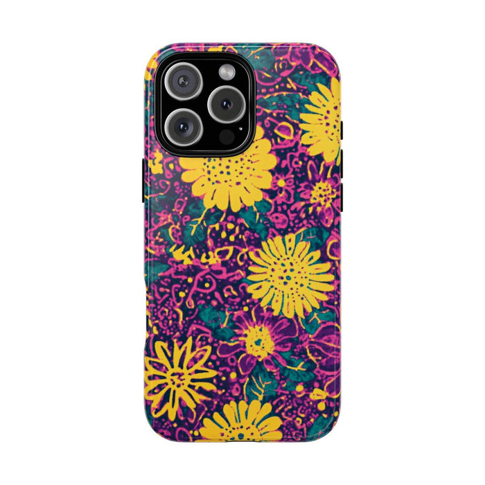 Gele en Paarse Bloemenprint