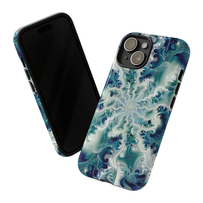 Blauw-Groene Fractalwerveling met Glans