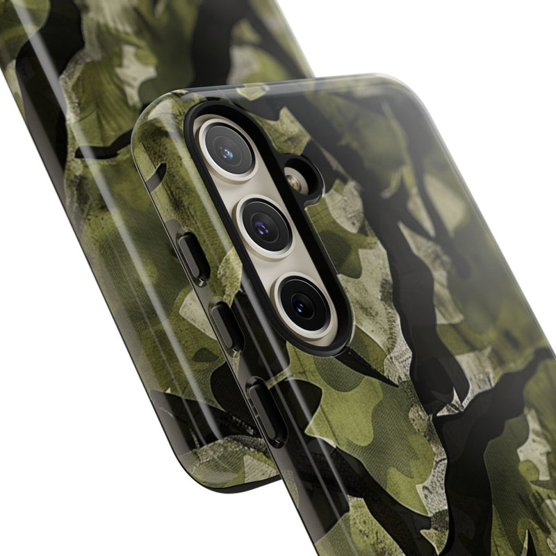 Groen Camouflagepatroon met Zwarte Abstracte Vormen