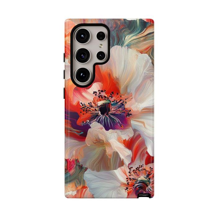 Abstracte Bloemmotieven in Rood en Wit