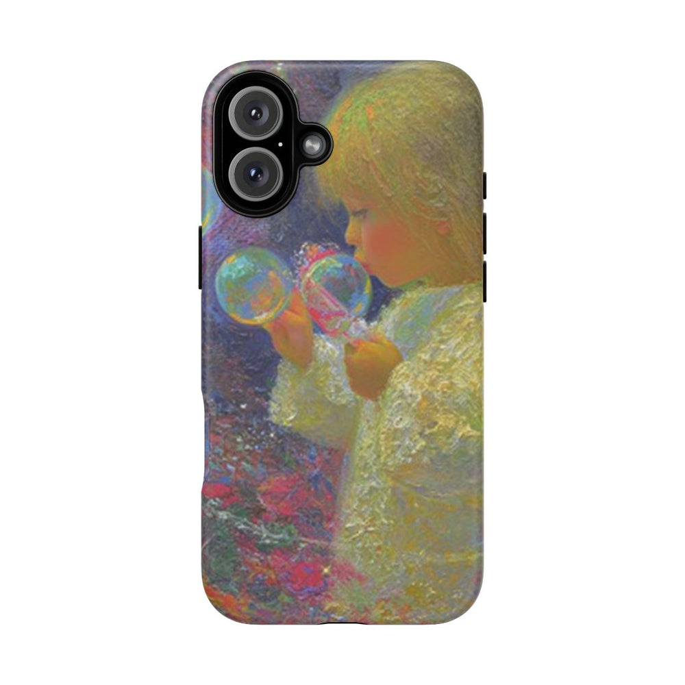 Engel die Zeepbellen Blaast tussen Bloemen