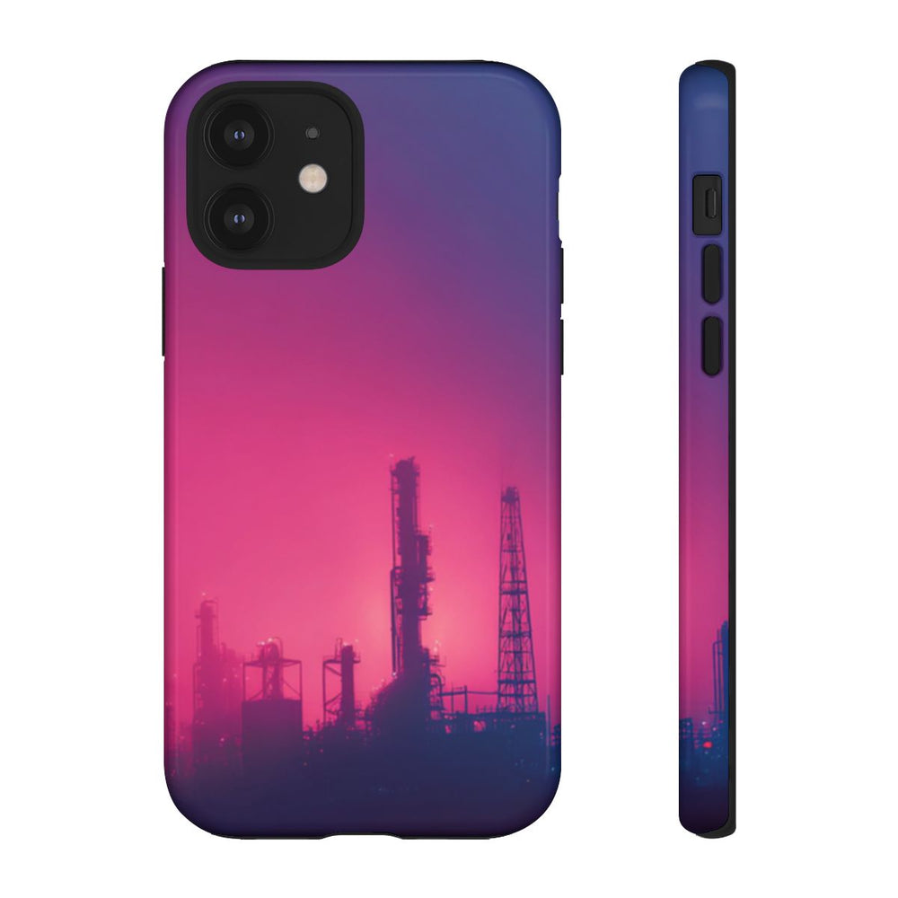 Industrieel Silhouet met Neon Gloed