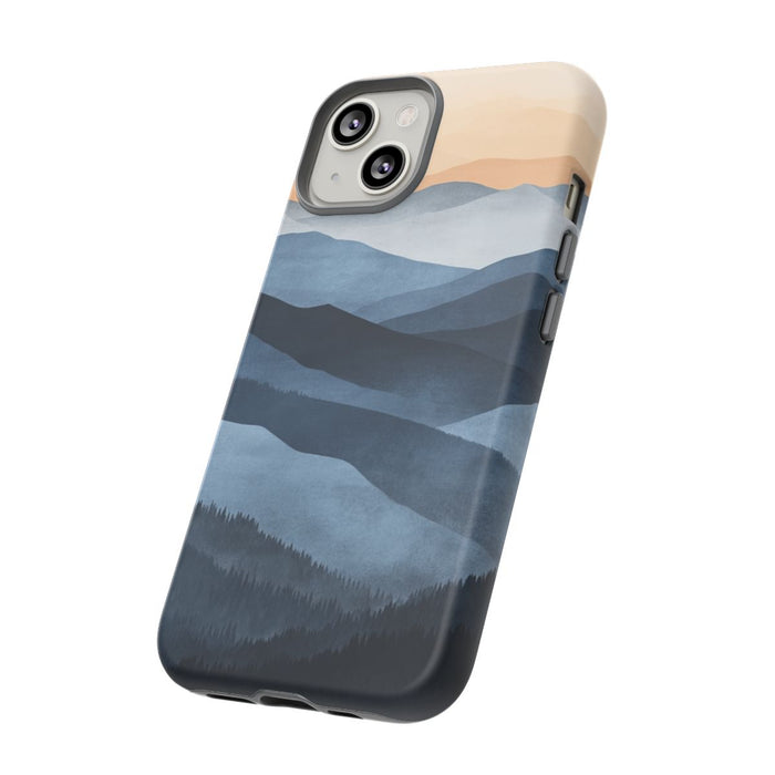 Gelaagd Berglandschap in Blauwe en Beige Tinten