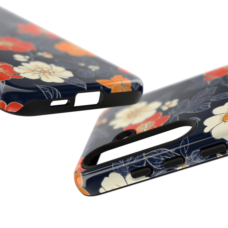Oranje en Witte Bloemenprint