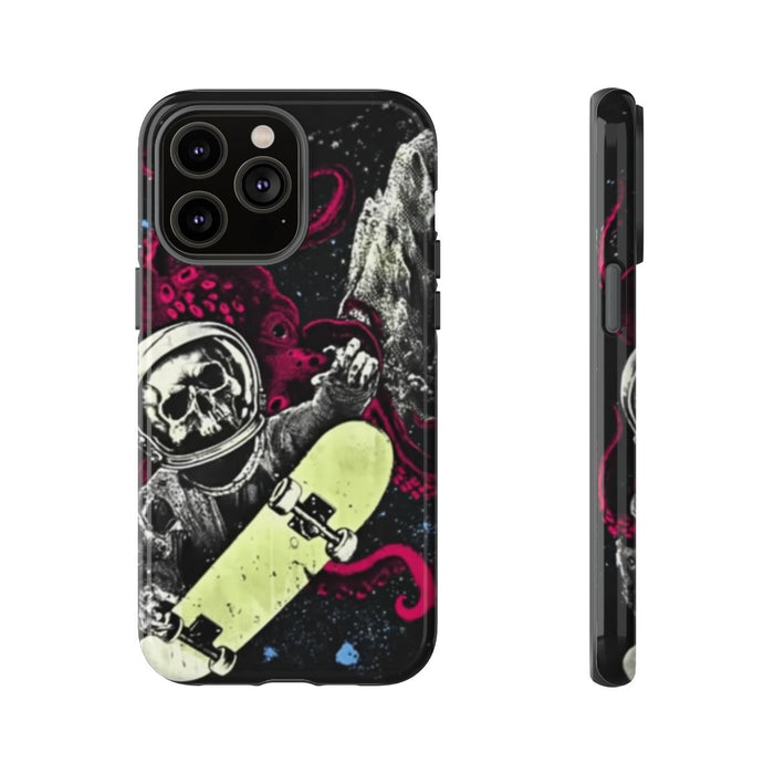 Schedel-Astronaut met Skateboard en Octopus