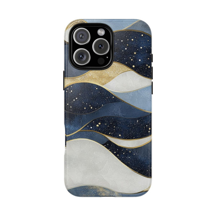 Abstract Blauw-Goud Golvenpatroon