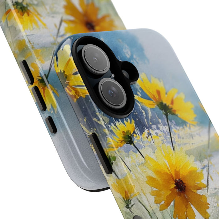 Gele Zonnebloemen in Pastelkleurig Landschap