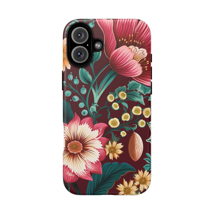Botanisch Bloemenpatroon in Amber en Teal
