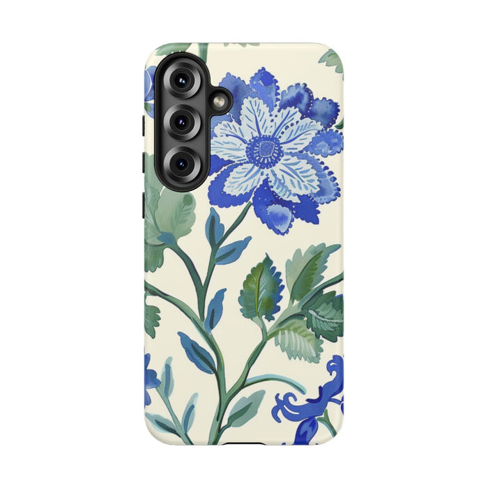 Blauw Waterverf Bloemenpatroon