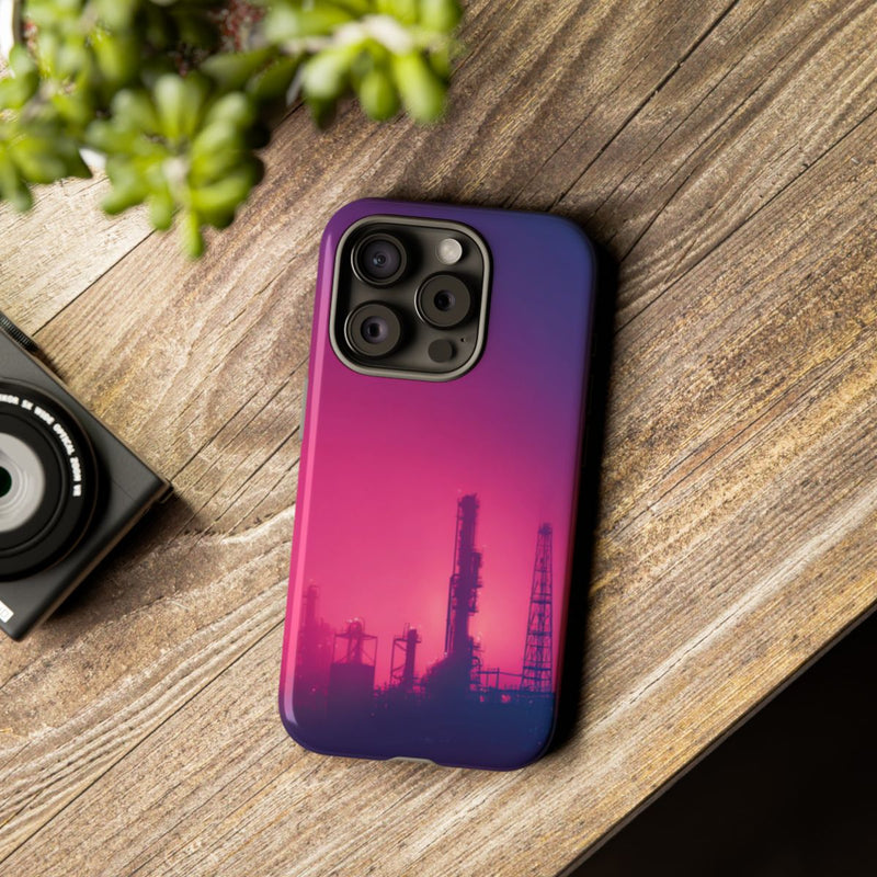 Industrieel Silhouet met Neon Gloed